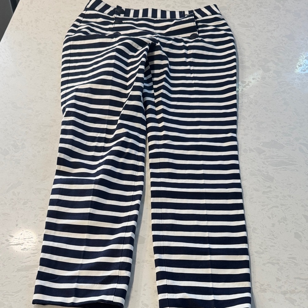 Express Navy and White Striped Pants